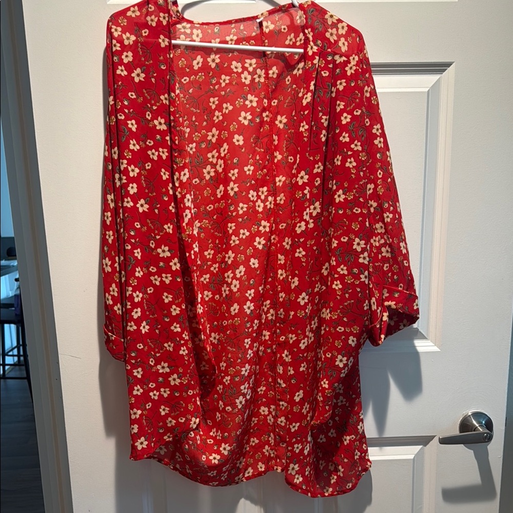 Red Floral Kimono